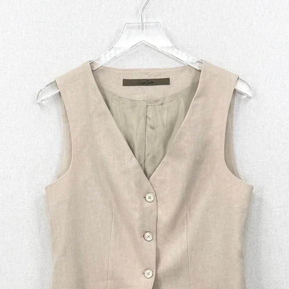 ENZA COSTA Linen Tunic Vest Womens Medium Flax Natural Sleeveless Quiet Luxury - Picture 5 of 16